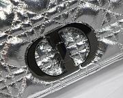 Dior small Caro bag silver-tone crinkled metallic calfskin M8017 size 20cm - 2