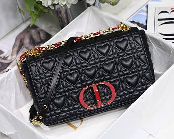 Dior medium Dioramour caro bag black cannage calfskin with heart motif size 25.5cm