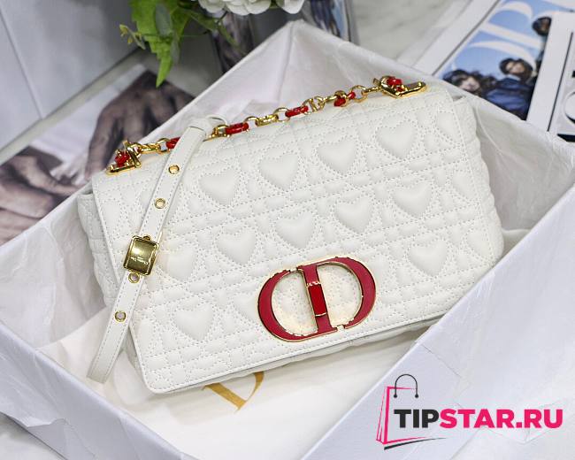Dior medium Dioramour caro bag white cannage calfskin with heart motif size 25.5cm - 1
