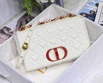 Dior medium Dioramour caro bag white cannage calfskin with heart motif size 25.5cm