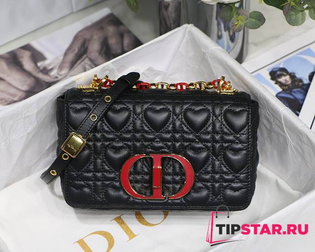 Dior small Dioramour caro bag black cannage calfskin with heart motif size 20cm - 1