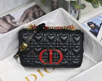 Dior small Dioramour caro bag black cannage calfskin with heart motif size 20cm