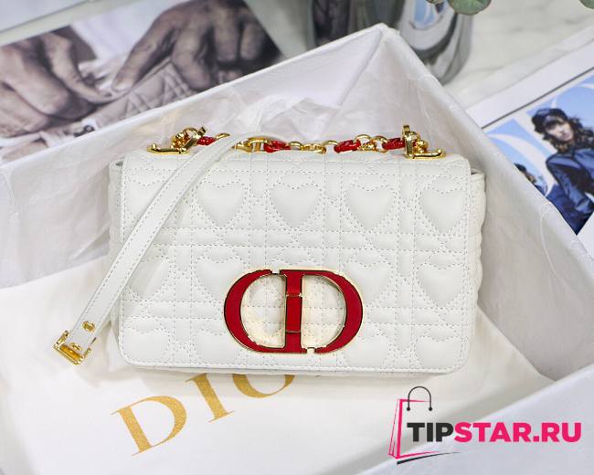 Dior small Dioramour caro bag white cannage calfskin with heart motif size 20cm - 1
