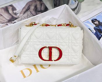 Dior small Dioramour caro bag white cannage calfskin with heart motif size 20cm