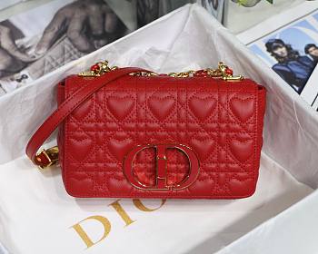 Dior small Dioramour caro bag red cannage calfskin with heart motif size 20cm