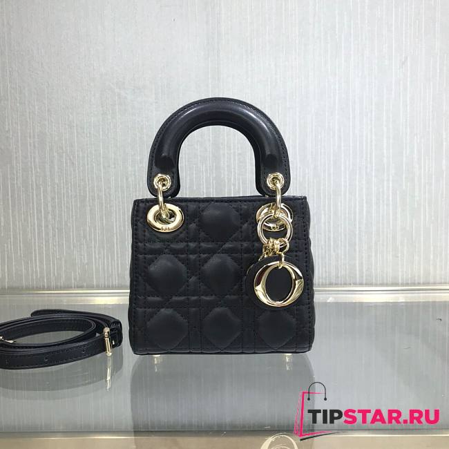 Dior Micro lady bag black cannage lambskin size 12cm - 1
