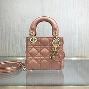 Dior Micro lady bag rose des vents cannage lambskin size 12cm - 1