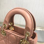 Dior Micro lady bag rose des vents cannage lambskin size 12cm - 3