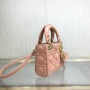 Dior Micro lady bag rose des vents cannage lambskin size 12cm - 4