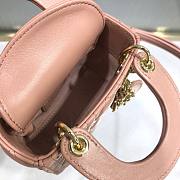 Dior Micro lady bag rose des vents cannage lambskin size 12cm - 5