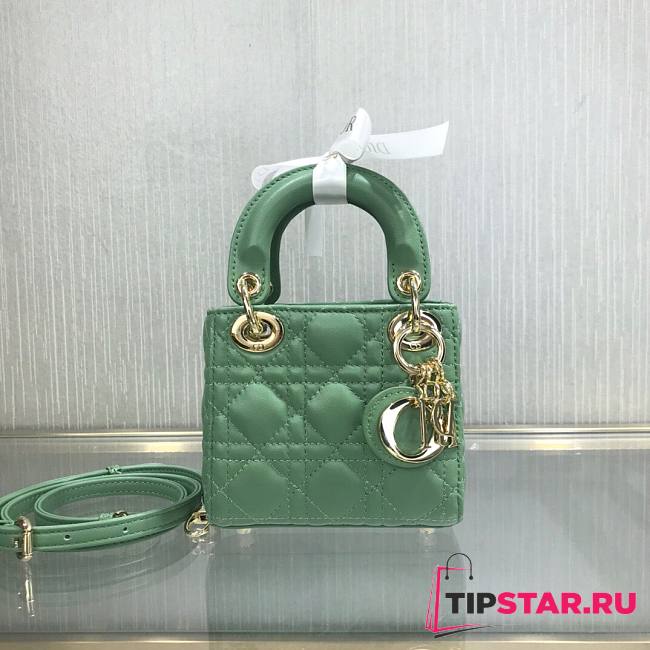 Dior Micro lady bag dark mint cannage lambskin size 12cm - 1