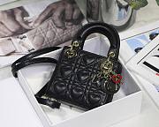 Dior micro Dioramour lady bag black cannage lambskin with heart motif size 12cm - 1