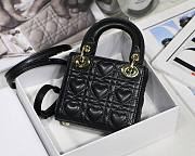 Dior micro Dioramour lady bag black cannage lambskin with heart motif size 12cm - 4