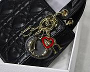 Dior micro Dioramour lady bag black cannage lambskin with heart motif size 12cm - 2