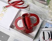 Dior micro Dioramour lady bag red cannage lambskin with heart motif size 12cm - 6