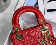 Dior micro Dioramour lady bag red cannage lambskin with heart motif size 12cm - 5