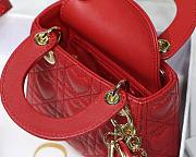 Dior micro Dioramour lady bag red cannage lambskin with heart motif size 12cm - 4