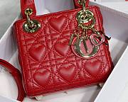 Dior micro Dioramour lady bag red cannage lambskin with heart motif size 12cm - 2