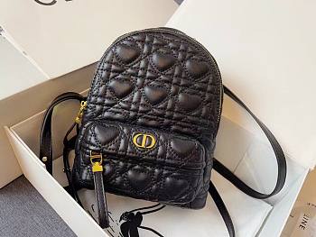 Dior mini Dioramour backpack black cannage lambskin with heart motif size 16cm