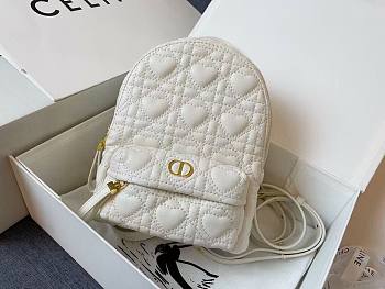Dior mini Dioramour backpack white cannage lambskin with heart motif size 16cm