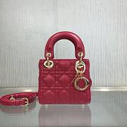 Dior Micro lady bag raspberry cannage lambskin size 12cm - 1