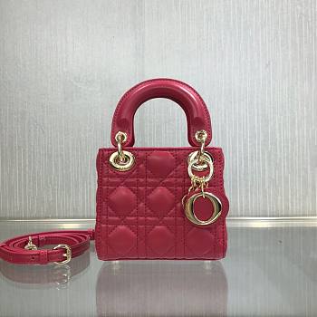 Dior Micro lady bag raspberry cannage lambskin size 12cm