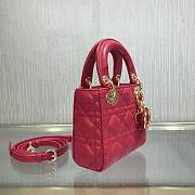 Dior Micro lady bag raspberry cannage lambskin size 12cm - 3