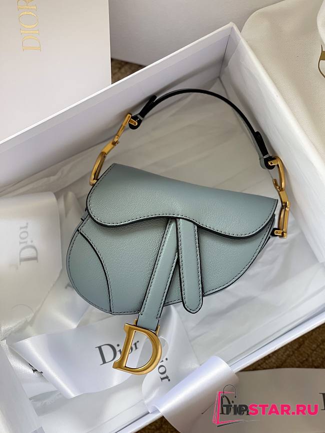 Dior micro Saddle bag cloud blue goatskin size 12cm - 1