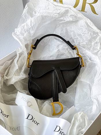 Dior micro Saddle bag black goatskin size 12cm