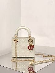 Dior mini Dioramour lady bag white cannage lambskin with heart motif size 17cm - 1