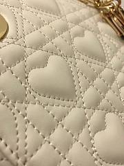 Dior mini Dioramour lady bag white cannage lambskin with heart motif size 17cm - 4