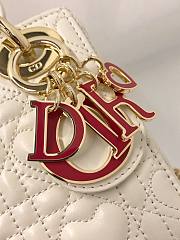 Dior mini Dioramour lady bag white cannage lambskin with heart motif size 17cm - 3