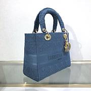 Dior medium Lady D-Lite bag blue cannage embroidery - 6