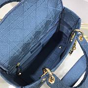 Dior medium Lady D-Lite bag blue cannage embroidery - 3