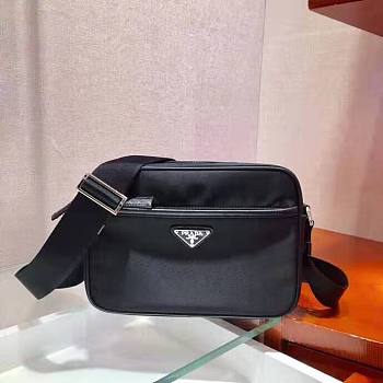 Prada black Nylon and saffiano leather bag with strap size 23cm