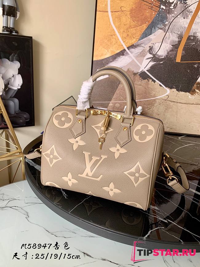 LV Speedy bandoulière bicolour monogram empreinte dark beige leather 25 (exclusive online prelaunch) 25cm - 1