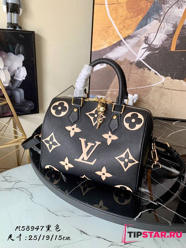 LV Speedy bandoulière bicolour monogram empreinte black leather 25 (exclusive online prelaunch) 25cm - 1