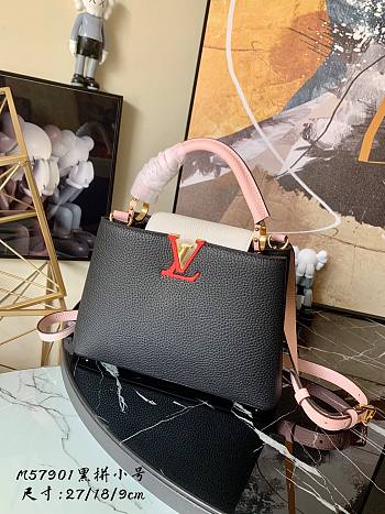 LV Capucines BB taurillon leather in black (pink strap) M57901 27cm