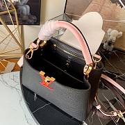 LV Capucines BB taurillon leather in black (pink strap) M57901 27cm - 4
