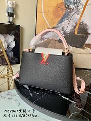 LV Capucines PM taurillon leather in black (pink strap) M57901 31.5cm - 1