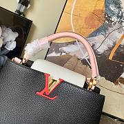 LV Capucines PM taurillon leather in black (pink strap) M57901 31.5cm - 3