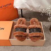 LV Fur Sandal In Light Brown - 1