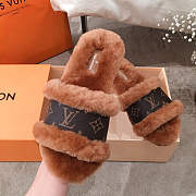 LV Fur Sandal In Light Brown - 2