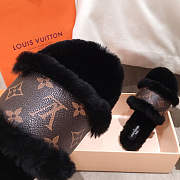 LV  Fur Sandal In Black - 3