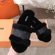 LV Fur Sandal Full Black - 5