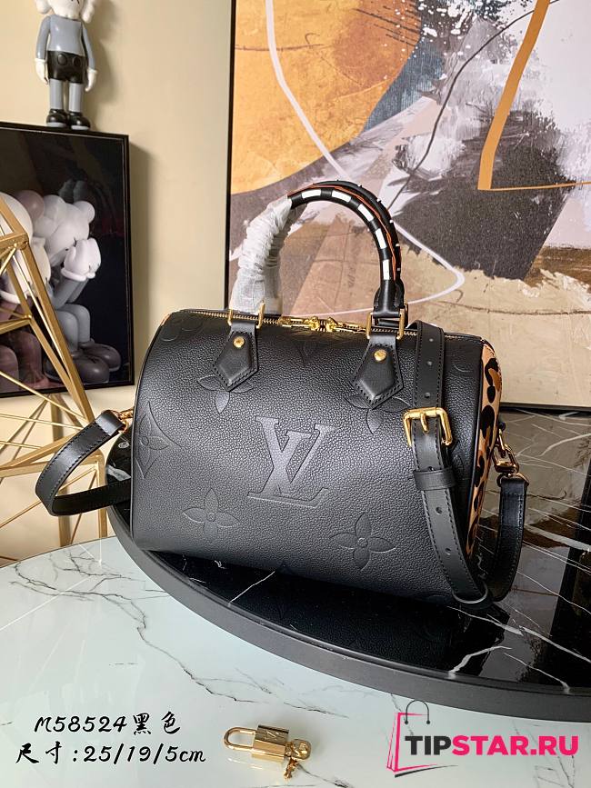 LV Speedy bandoulière 25 monogram empreinte leather in black M58524 25cm - 1