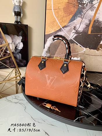 LV Speedy bandoulière 25 monogram empreinte leather in caramel M58524 25cm