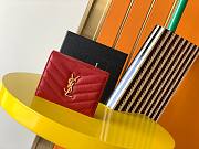 YSL Monogram card case in grain de poudre embossed leather in red 530841 11cm - 1