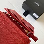 YSL Monogram card case in grain de poudre embossed leather in red 530841 11cm - 4