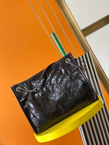 YSL Niki medium shopping bag crinkled vintage leather in black 577999 33cm